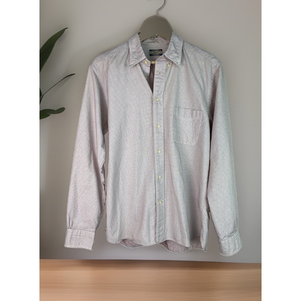 Sugar Cane Light Men's XL White Black Red Button Up Shirt Made in Japan